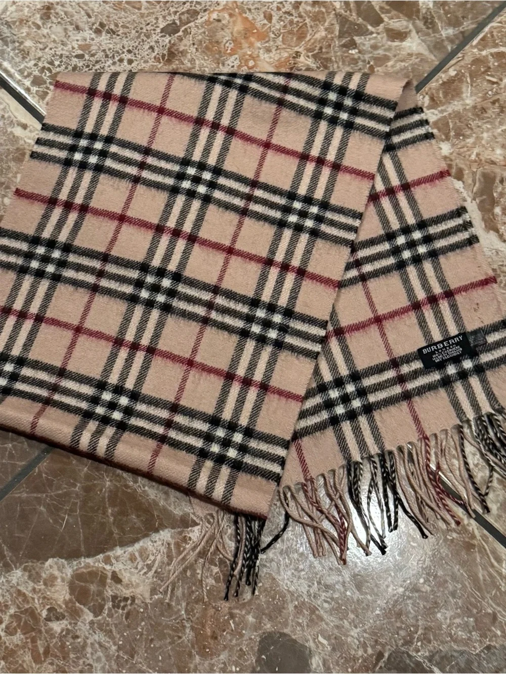 Burberry Beige Black and Red Classic Check Scarf